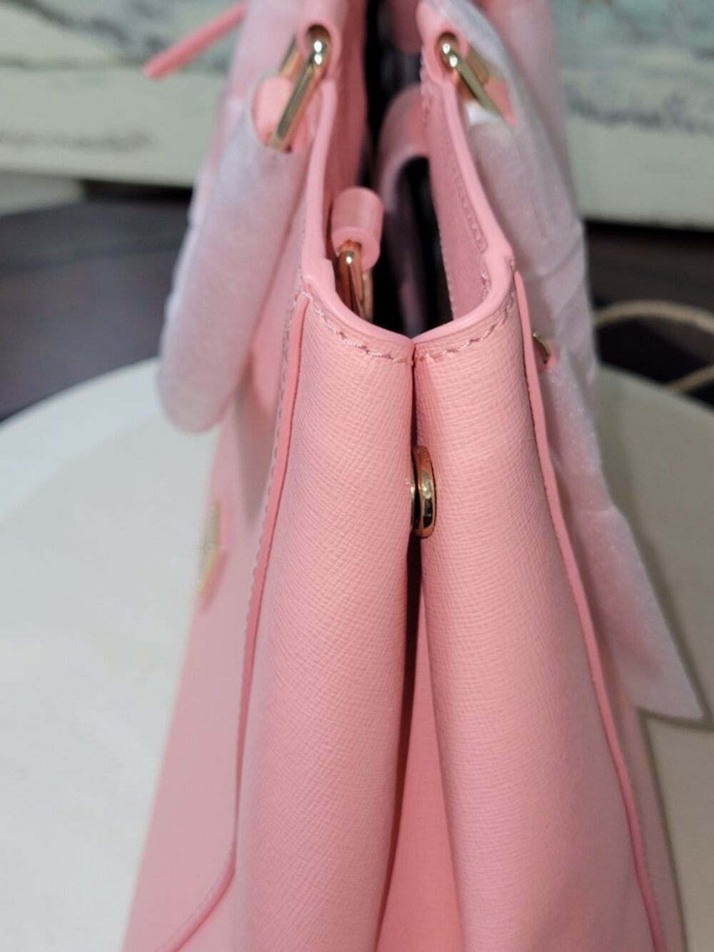 Dooney & Bourke  Pink (Bubble Gum) Saffiano Leather Satchel  [Item #HL13] - Picture 8 of 16